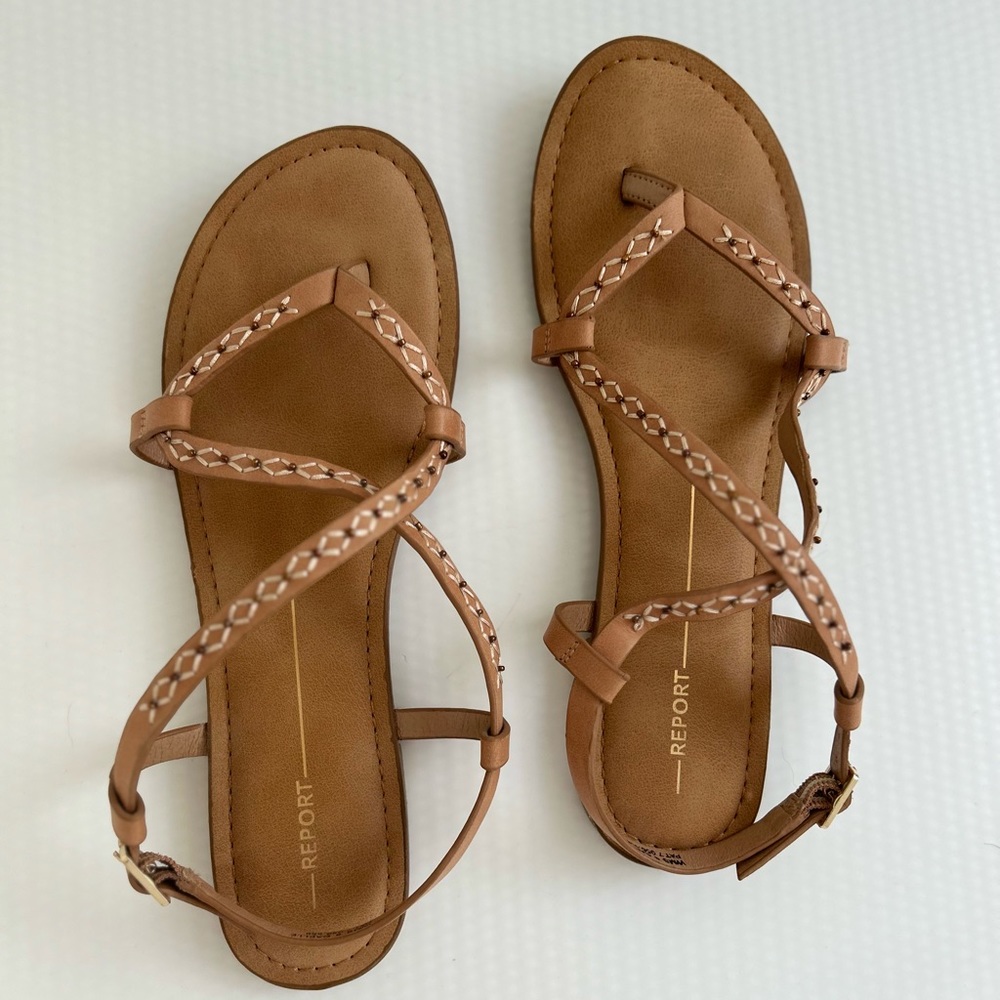 Gaelle Beaded Strappy Sandals by Report Footwear, Size 9